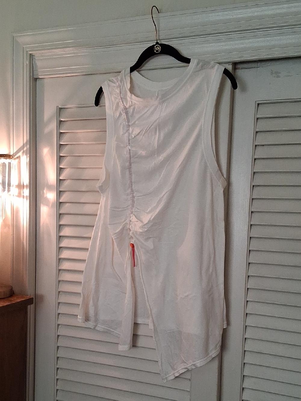 Free People Movement White Sleeveless Drawstring Ruched Tank Top